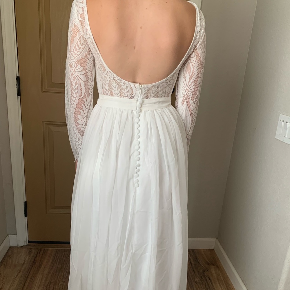 Long Sleeve Backless Lace Wedding Dress - Picture 16 of 16